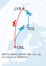 SAS har satt opp direktefly i forbindelse med festivalen. De flyr både direkte fra Oslo og fra Tromsø.