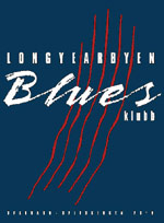 Longyearbyen Bluesklubb Logo Longyearbyen Bluesklubb med blå bakgrunn
