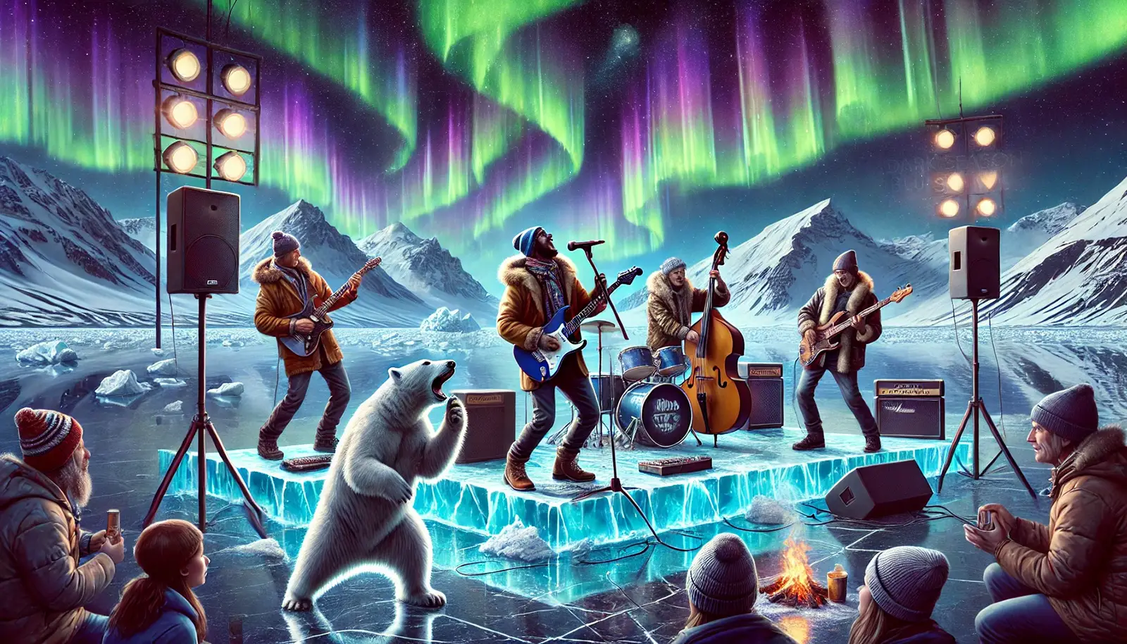 AI- Dark Season Blues 2025, band spiller på Svalbard under nordlys